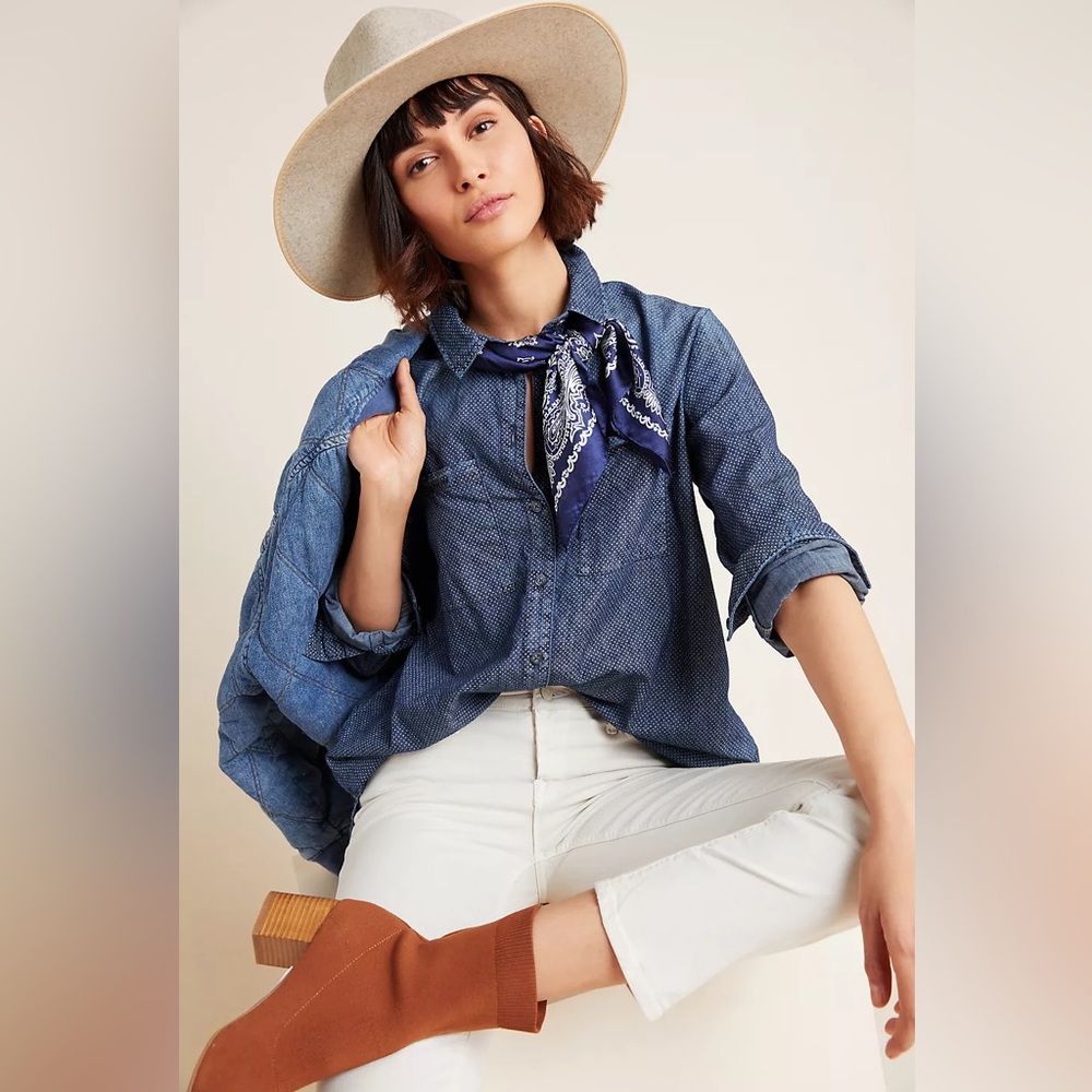 Anthropologie Pilcro The Cate Classic Denim Buttondown